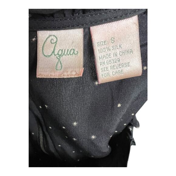 AQUA Winter Frost Ruffle Trim Sleeveless Blouse Black Women's Size S Brunch Boho - Picture 5 of 5